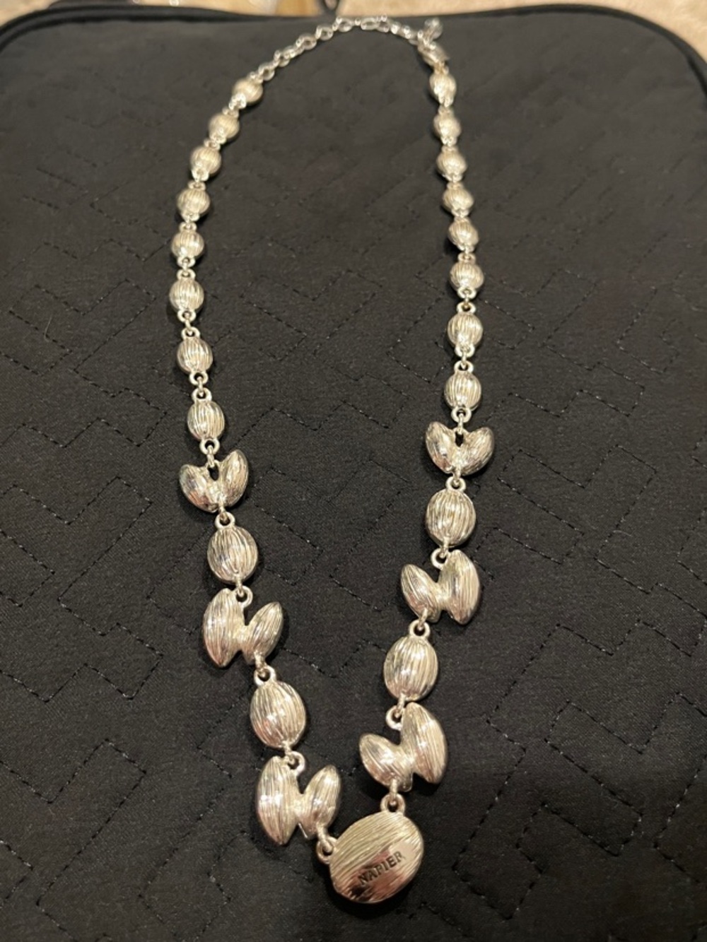 Napier Silver-Tone Clear Crystal Link Necklace - Picture 3 of 7